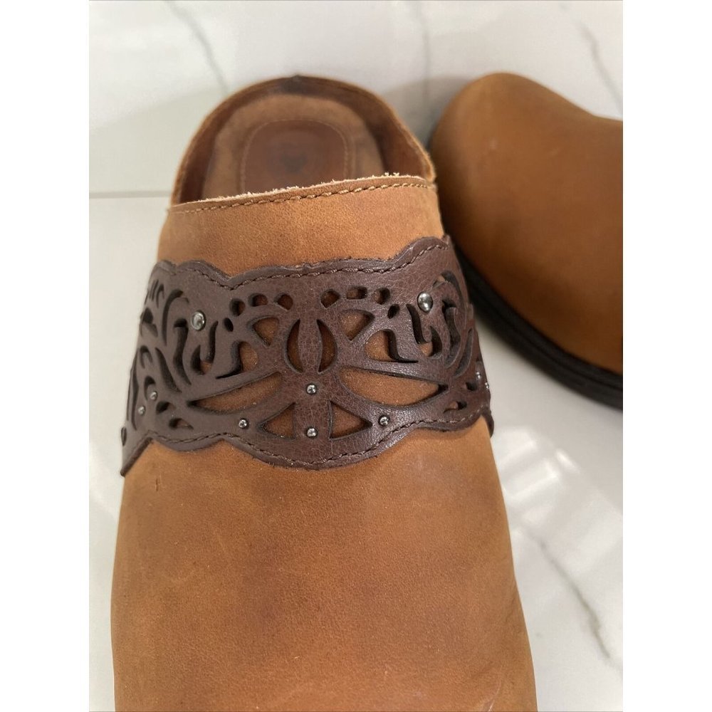 Womens Ariat Clogs Brown Tan Leather Mules Slip On Size 8 - Picture 7 of 12